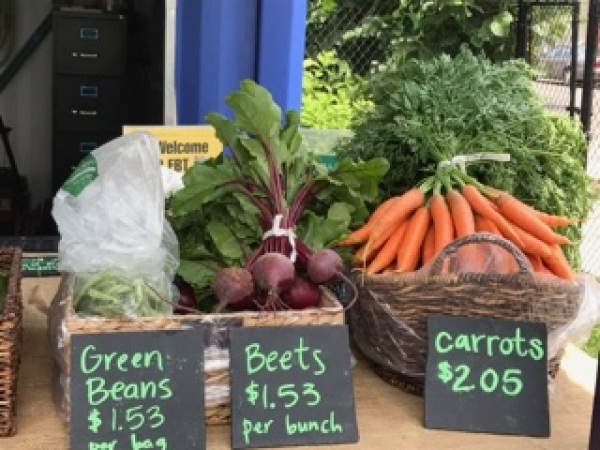 Produce for sale at the PCC Austin Farm Stand
